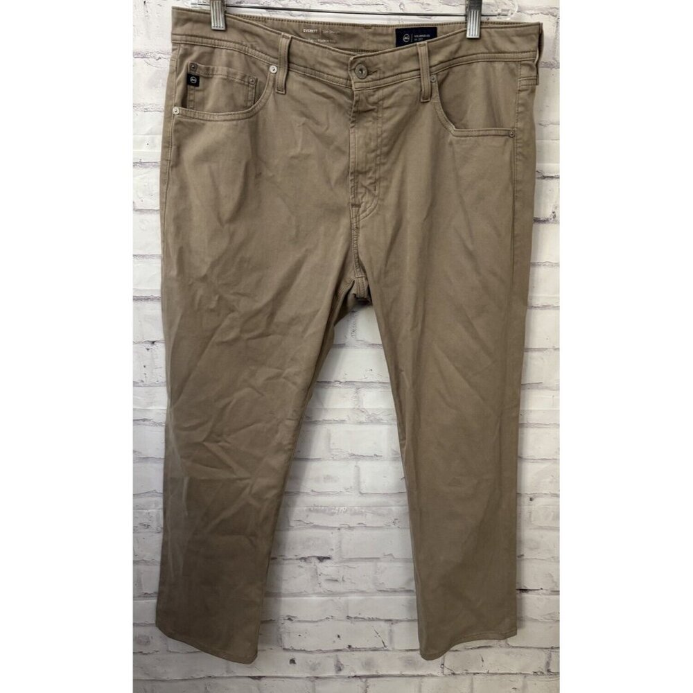 AG Adriano Goldschmied The Everett 36x28 Slim Straight Jean Pants Beige Flaw‎